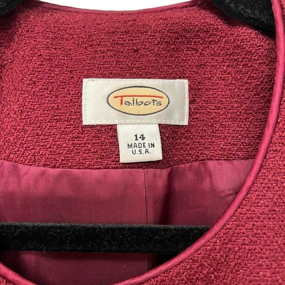 TALBOTS Vintage Red Wool Tweed Blend Size 14 Made in USA Bolero Blazer - Picture 4 of 5